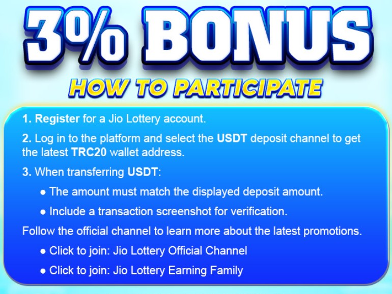 Jio Lottery USDT Bonus